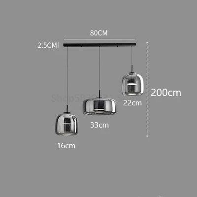 DecorBites™ Glass Bowl Chandelier: Modern Nordic LED Smoke Hanging Lamp for Dining Room, Bar - Indoor Decor Lighting