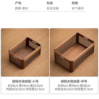 صندوق منظم سطح المكتب من خشب الجوز الأسود من ديكوربايتس™ - حقيبة متعددة الاستخدامات للمكتب والمكياج