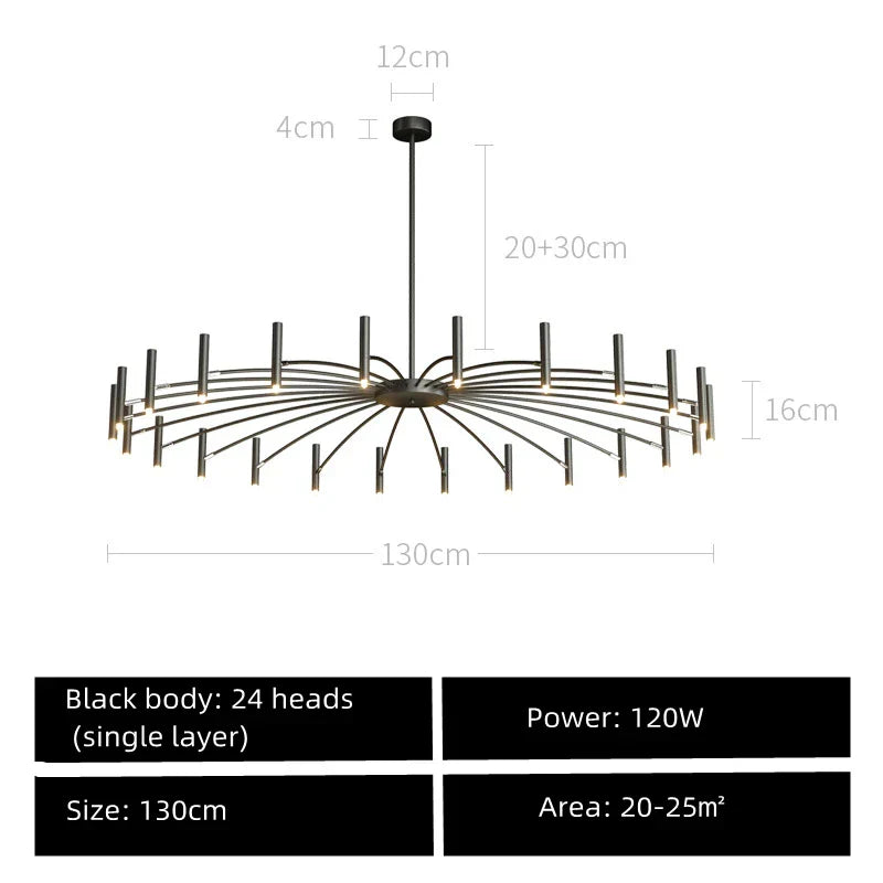 DecorBites™ Black Sputnik Chandelier: Nordic Design, Adjustable Lighting for Home Décor
