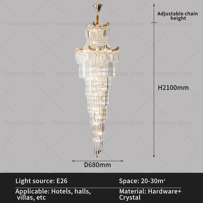 DecorBites™ Crystal Duplex Chandelier: Luxury Living & Stair Lamp for Loft Apartment & Villa
