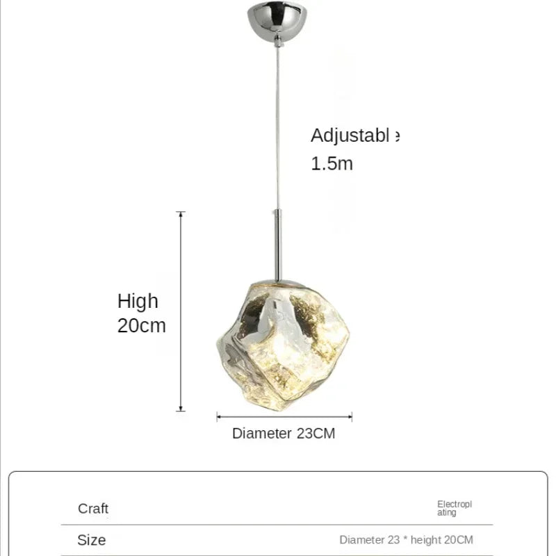 DecorBites™ Ice Glass Pendant Light for Hallway Dining Living Bedroom - Modern Hanging Lamp