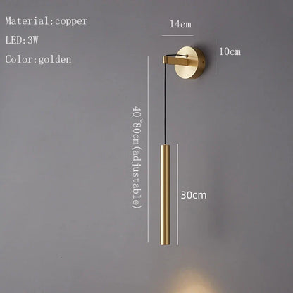 DecorBites™ Height-Adjustable Copper LED Wall Lamp: Luxurious Warm Atmosphere for Bedside, Foyer, Hotel