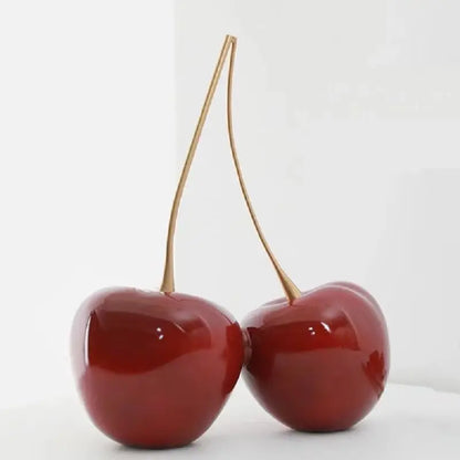 DecorBites™ Cherry Figurine: Resin Golden Cherry Statue Home Decor Accessory