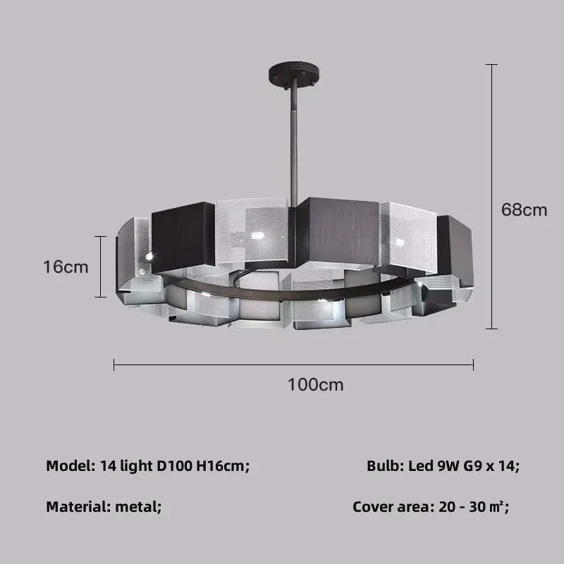 DecorBites™ Black Metal Loft LED Chandelier: Modern Indoor Pendant Lamp Fixture Home Lighting