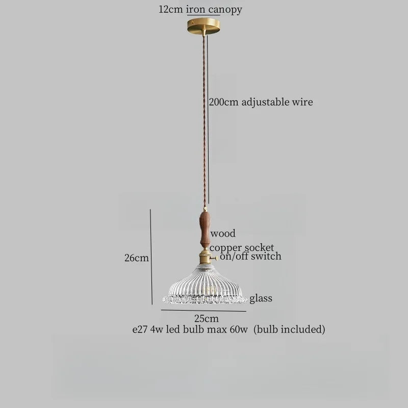 DecorBites™ Clear Glass LED Pendant Light for Bedside Living Dining Decor