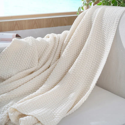 DecorBites™ Knitted Sofa Throw Blanket with Fringe Yarn