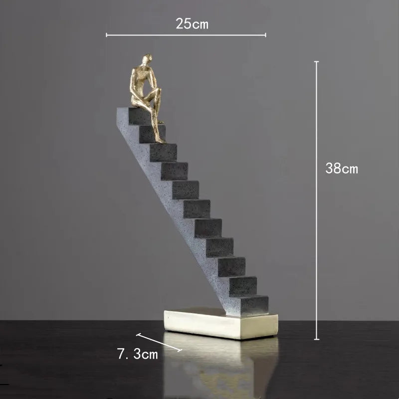 DecorBites™ Golden Man Abstract Resin Figure Sculpture Staircase Decor