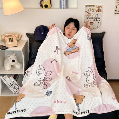 Manta estampada de terciopelo fino de doble cara DecorBites™ para adultos - Ropa de cama y decoración de sofá para primavera y otoño