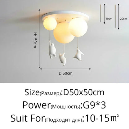 ثريا سقف LED بتصميم دب للأطفال من DecorBites™، مصباح معلق لطيف لغرفة النوم للأولاد والبنات