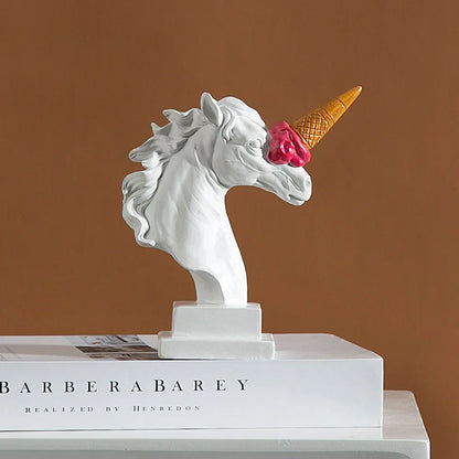 DecorBites™ Ice Cream Horse Head Resin Sculpture Figurine for Home Office Decor & Gifts