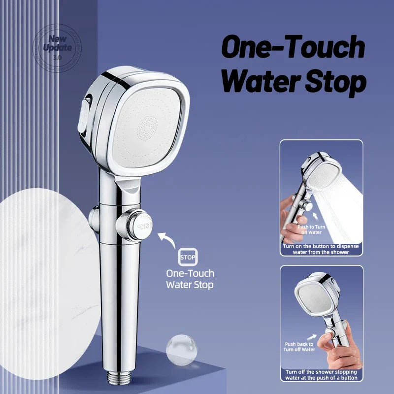 DecorBites™ High Pressure Shower Head: 3 Modes, One Click Water Stop, Filter Shower