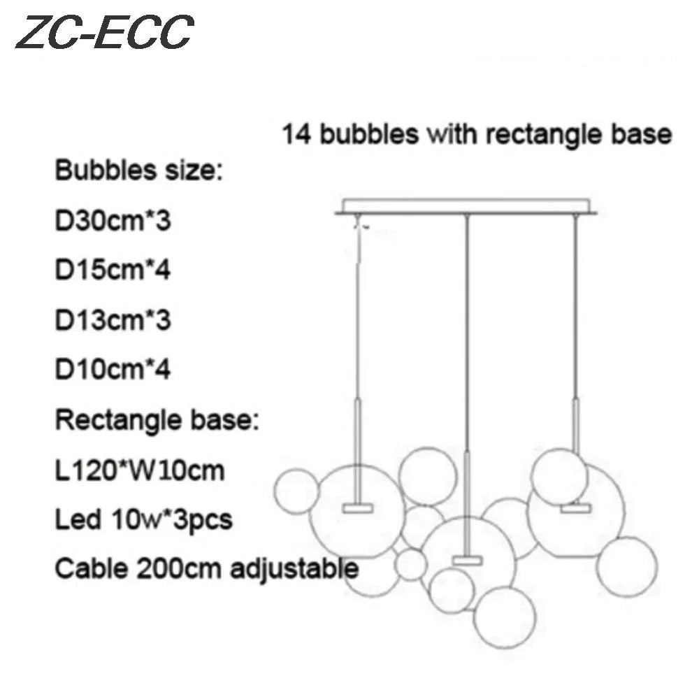 DecorBites™ Glass Bubble LED Chandelier: Stylish Ceiling Lighting for Dining & Living Room