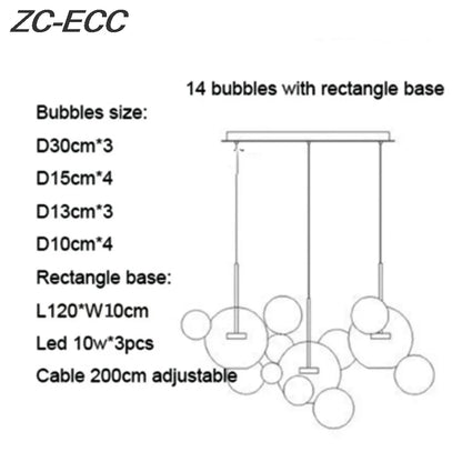 DecorBites™ Glass Bubble LED Chandelier: Stylish Ceiling Lighting for Dining & Living Room