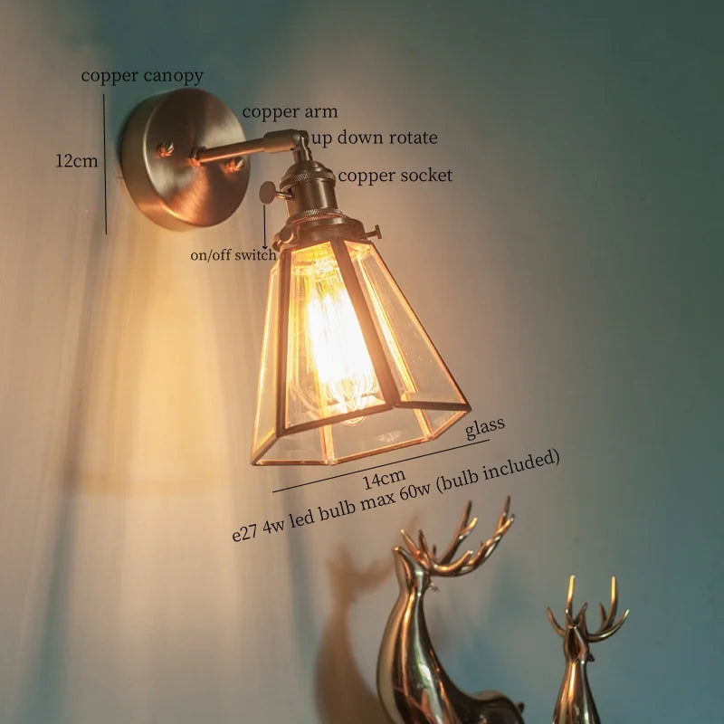 Decorbites™ Messing Glas LED Wandlampe Badezimmerspiegel Vintage Wandapplikation