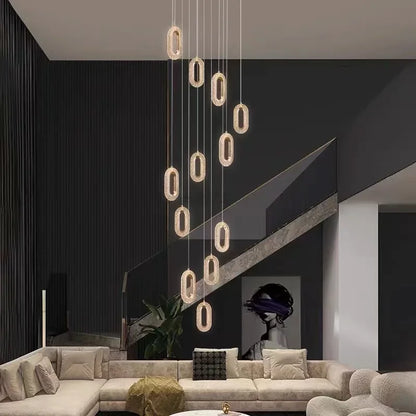 DecorBites™ Crystal Rings Chandelier: Staircase Luxury LED Lighting Fixture