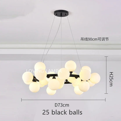 Lámpara colgante tipo araña LED con bola de cristal DecorBites™, diseño redondo moderno para iluminación decorativa del hogar