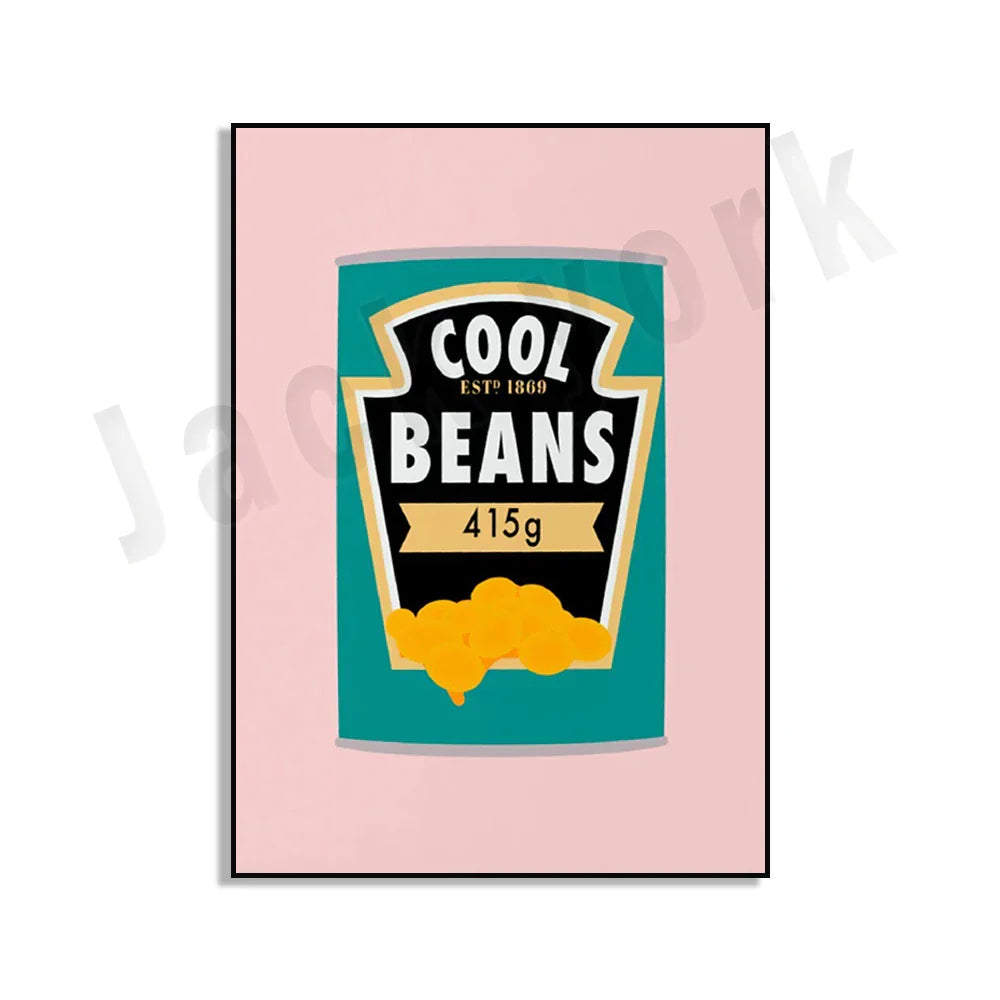 ملصق فني طعام من DecorBites™ Blue Cool Beans Pesto Pasta Soy Pun