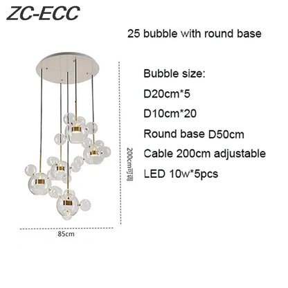 DecorBites™ Glass Bubble LED Chandelier: Stylish Ceiling Lighting for Dining & Living Room