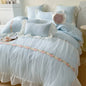 Decobites Pink French Princess Lace Ruffles Bedding Set with Pillowcases & Bed Sheet