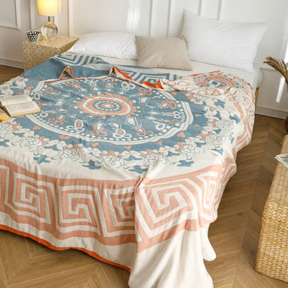 بطانية صيفية من القطن والشاش من DecorBites™، ناعمة وجيدة التهوية، مناسبة للسرير الفردي المزدوج