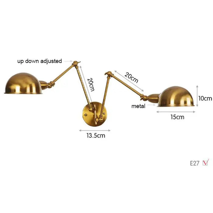 DecorBites™ Gold Plated Adjustable Iron Wall Sconces for Home Decor