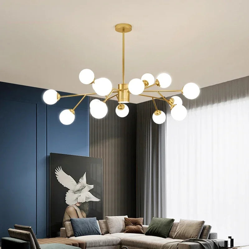 DecorBites™ Gold Black LED Ceiling Chandelier for Living Room Bedroom Lighting Fixtures