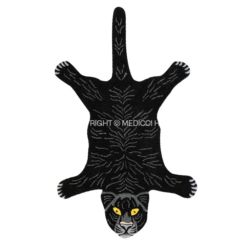 DecorBites™ Boho Black Bear Rug 80x120cm: Hand Tufted Animal Shaped Area Carpet