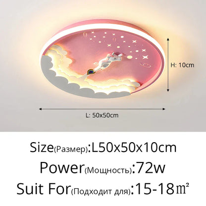 DecorBites™ Kids' Cartoon Unicorn Rocket LED Ceiling Light for Bedroom Study Room