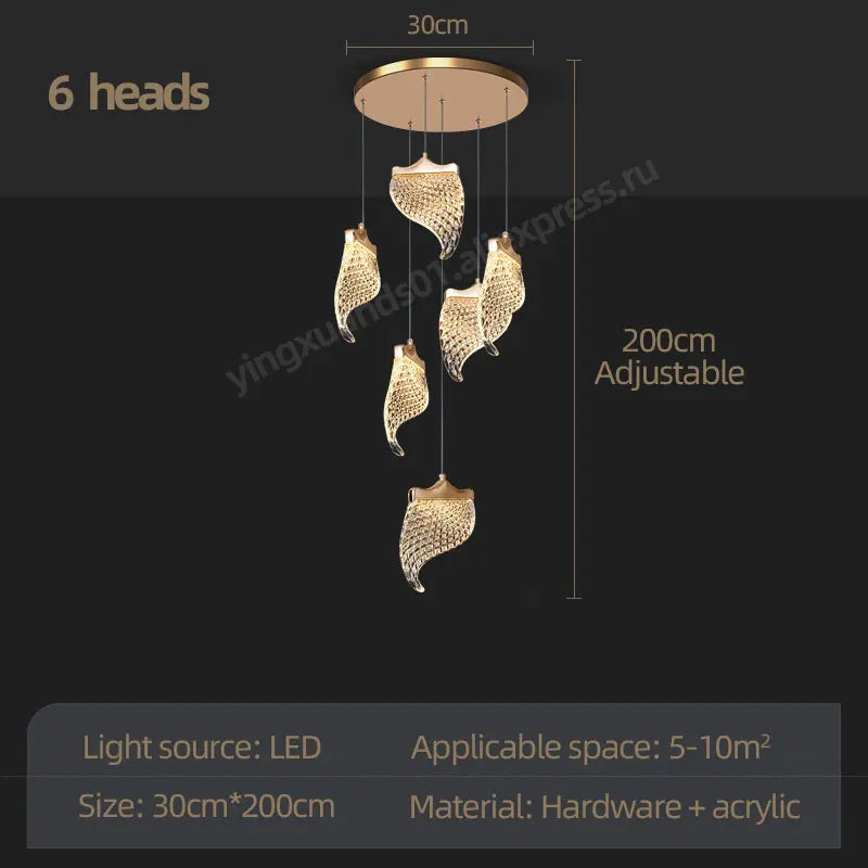 DecorBites™ LED Staircase Chandelier: Modern Loft Lighting Fixture for Living & Dining Room