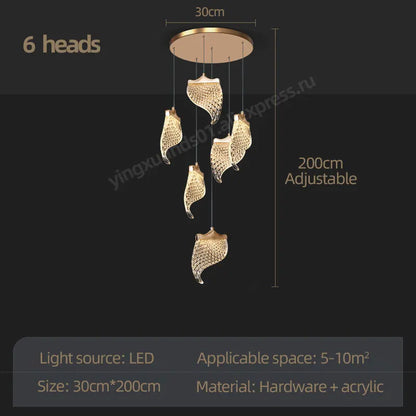 DecorBites™ LED Staircase Chandelier: Modern Loft Lighting Fixture for Living & Dining Room