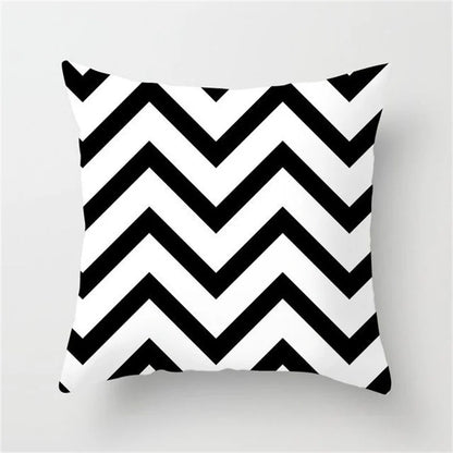 DecorBites™ Heart Stripe Pillow Cases | Black & White Polyester Cushion Covers