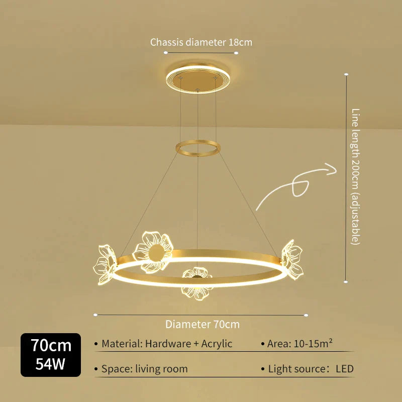 Decorbites™ Lámpara de Araña de Techo Redonda LED Mariposa Dorada para Sala de Estar y Dormitorio