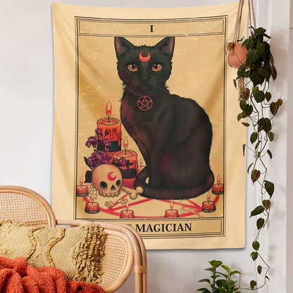 Decobites Magic Cat Moon Tapestry Wall Hanging for Mysterious Home Decor