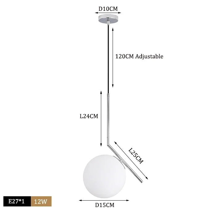 DecorBites™ Glass Ball Pendant Lights LED Kitchen Living Room Suspension Luminaire