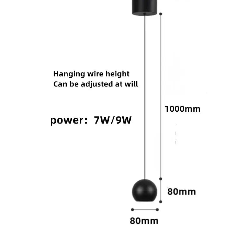 Modern Black Aluminum COB Pendant Light