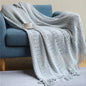 Decobites Nordic Knitted Sofa Blanket with Tassels - Solid Color Siesta Shawl Blanket