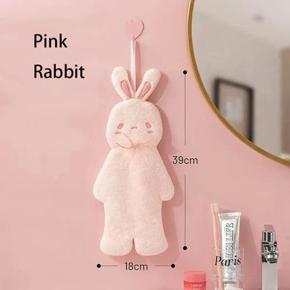 DecorBites™ Cartoon Rabbit Hand Towel - Thick Coral Velvet Absorbent for Bathroom Kitchen