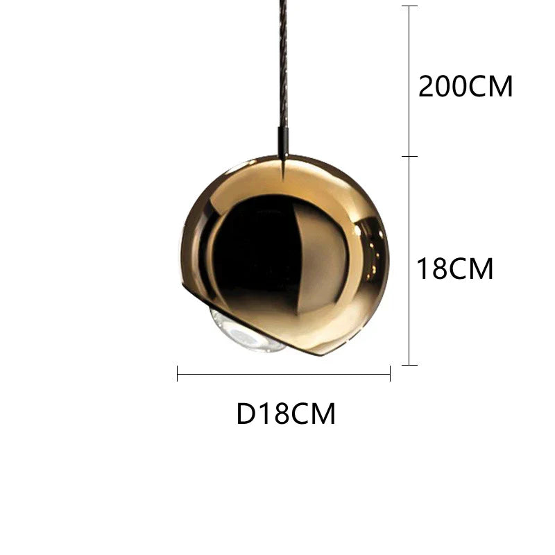 Luz LED colgante de bola de cromo dorado Decorbites™ para cocina, dormitorio, comedor