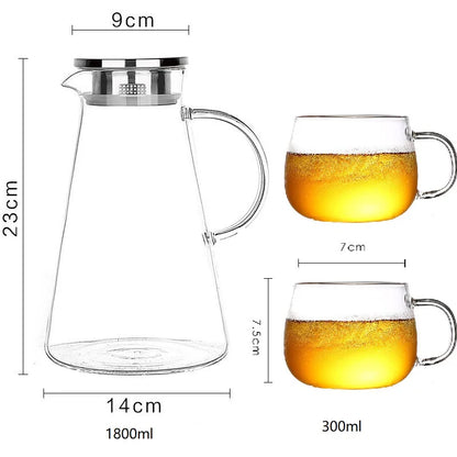 Jarra de vidrio DecorBites™ - Jarra grande de borosilicato resistente al calor con tapa de acero inoxidable