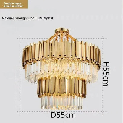 DecorBites™ Crystal Ceiling Chandelier: Luxury Round LED Light for Living Room, Artistic Home Decor