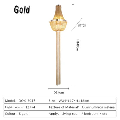 ديكوربايتس™ مصباح حائط LED بسلسلة من الألومنيوم للممر وغرفة النوم - ذهبي/فضي