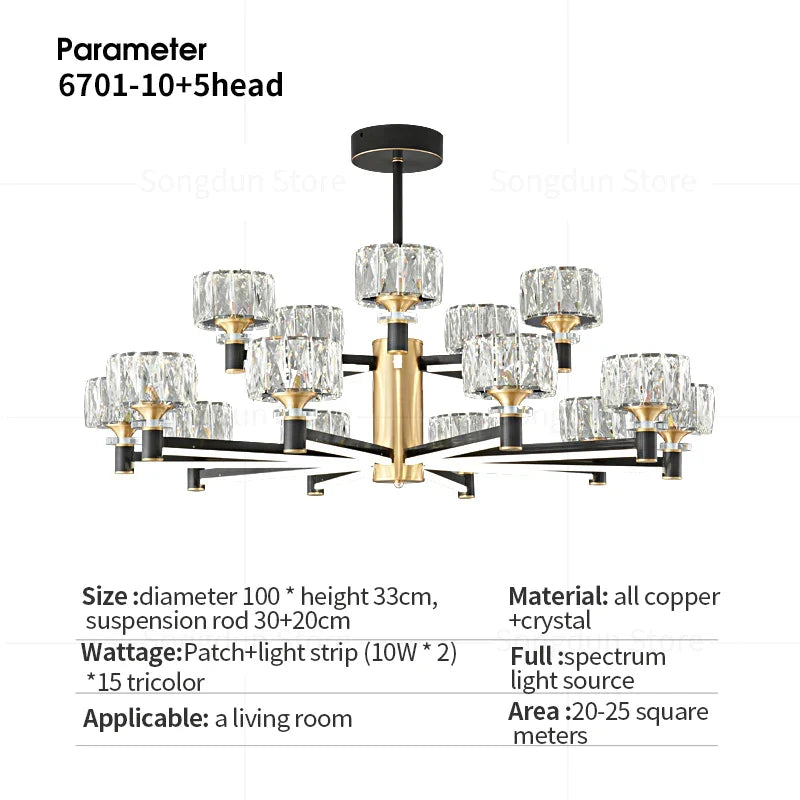 DecorBites™ Crystal Chandelier Modern Luxury Light for Living Hall Dining Bedroom