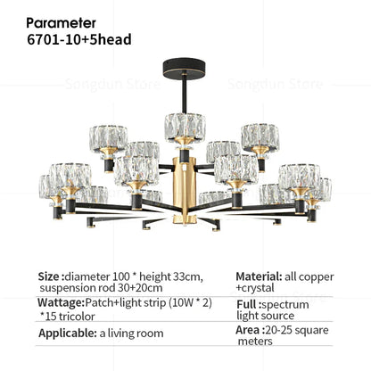 DecorBites™ Crystal Chandelier Modern Luxury Light for Living Hall Dining Bedroom
