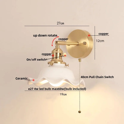 DecorBites™ Ceramic Wood LED Wall Sconce, Modern Adjustable Nordic Lamparas De Pared for Bedroom