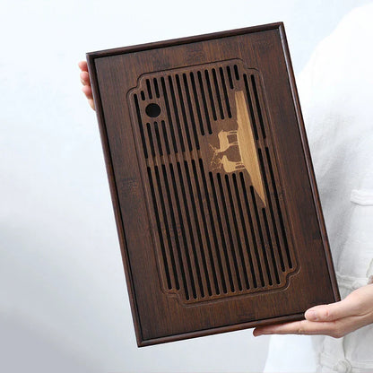 صينية شاي من الخيزران من DecorBites™: صينية شاي مستطيلة طبيعية لمجموعة شاي الكونغ فو