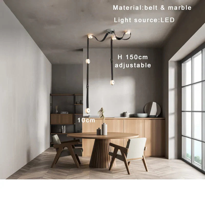 DecorBites™ Leather Marble Pendant Lights Luxury Dimmable Fixture Easy Installation Bedroom Living Room Lamp
