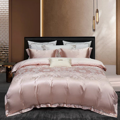 Decobites 1000TC Egyptian Cotton Satin Jacquard Patchwork Bedding Set - Full Queen King Size