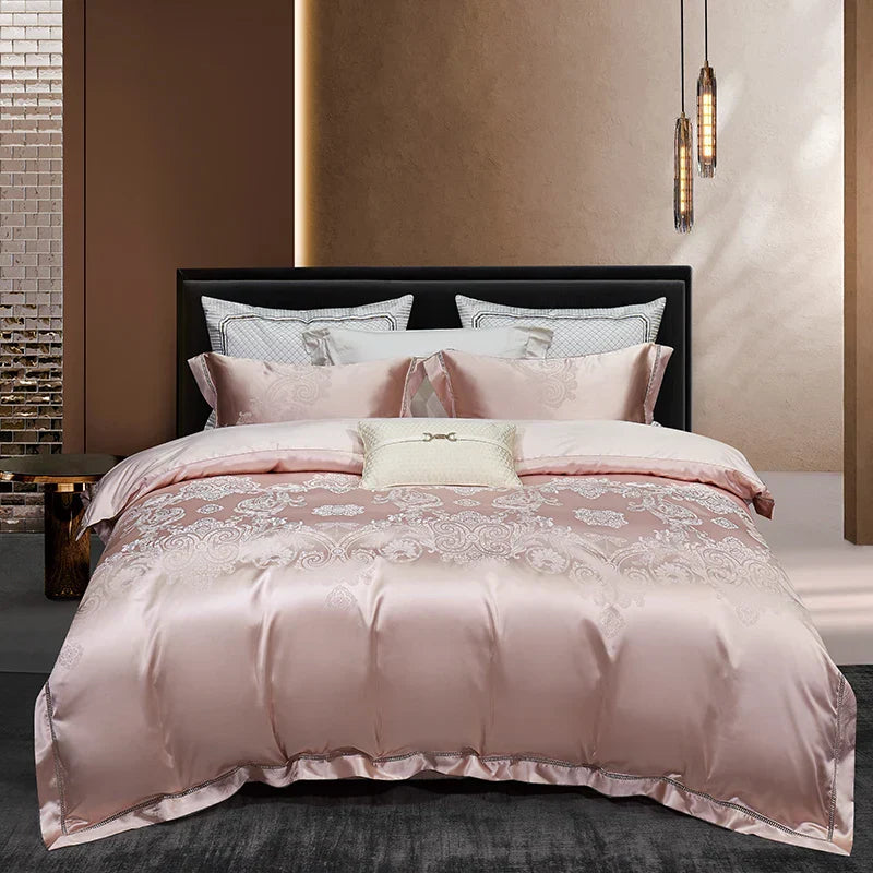 DecorBites™ 1000TC Egyptian Cotton Satin Jacquard Patchwork Bedding Set - Full Queen King Size