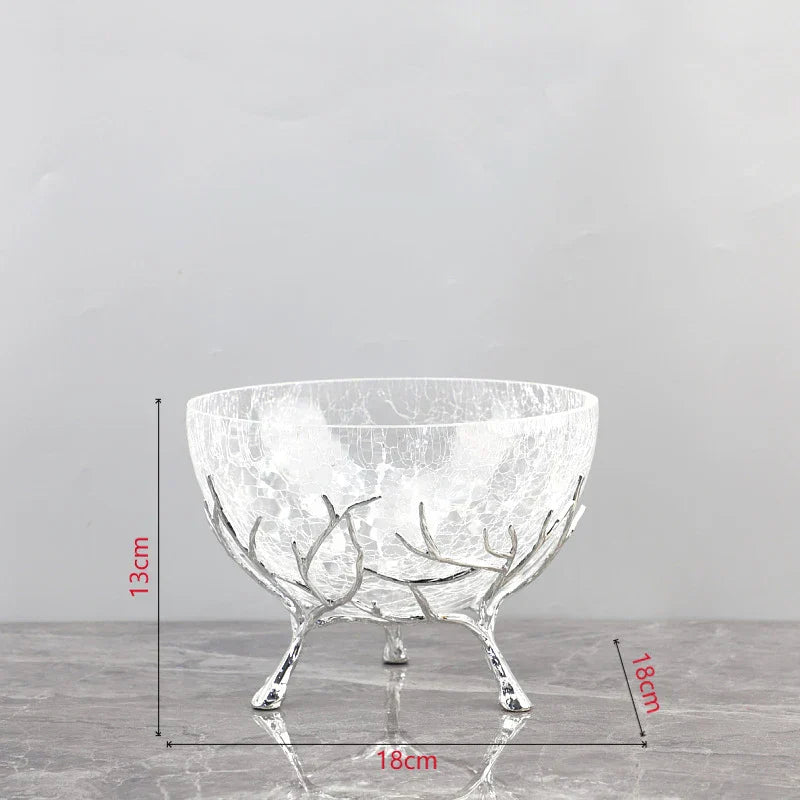 DecorBites™ Golden Branches Glass Bowl Set for Home Kitchen Desserts and Snacks