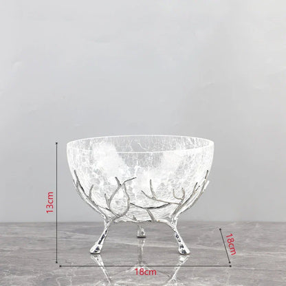 DecorBites™ Golden Branches Glass Bowl Set for Home Kitchen Desserts and Snacks
